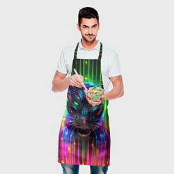 Фартук кулинарный Неоновая цифровая пантера, цвет: 3D-принт — фото 2