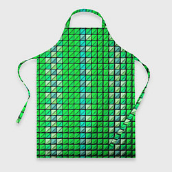 Фартук кулинарный Зелёные плитки и чёрная обводка, цвет: 3D-принт