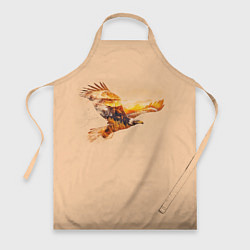 Фартук кулинарный Летящий орел и пейзаж на закате, цвет: 3D-принт