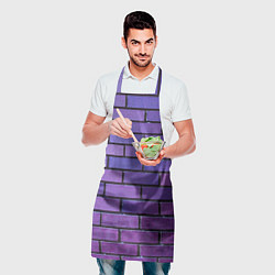 Фартук кулинарный Кирпичная стена фиолетовый паттерн, цвет: 3D-принт — фото 2