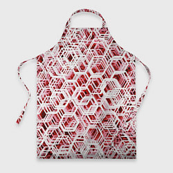 Фартук кулинарный Хаотичный гексагональный каркас в красном тумане, цвет: 3D-принт