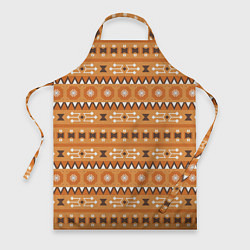 Фартук кулинарный Этническая геометрия в коричневом цвете, цвет: 3D-принт