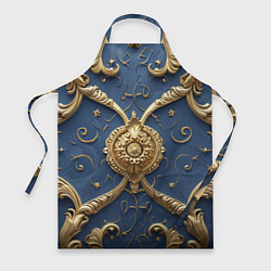 Фартук кулинарный Золотые узоры на синей ткани, цвет: 3D-принт