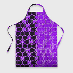 Фартук кулинарный Техно-киберпанк шестиугольники фиолетовый и чёрный, цвет: 3D-принт