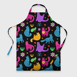 Фартук кулинарный Паттерн разноцветных котиков, цвет: 3D-принт