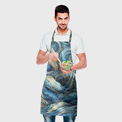 Фартук кулинарный Паттерн из перьев и джинсы - нейросеть, цвет: 3D-принт — фото 2