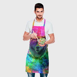 Фартук кулинарный Разноцветный неоновый медведь, цвет: 3D-принт — фото 2