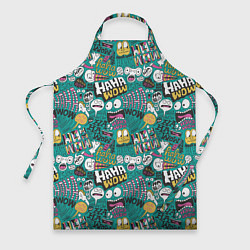 Фартук Ха-ха ничего себе - паттерн с рожицами