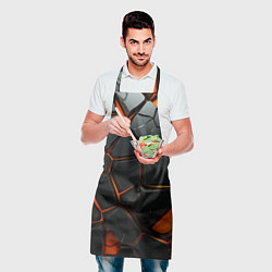 Фартук кулинарный Объемные черные камни из оранжевой стены, цвет: 3D-принт — фото 2