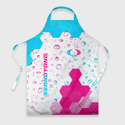 Фартук кулинарный SsangYong neon gradient style вертикально, цвет: 3D-принт