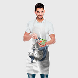 Фартук кулинарный Котик и акула зверушки мем, цвет: 3D-принт — фото 2