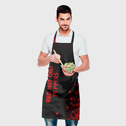 Фартук кулинарный Red Hot Chili Peppers - red gradient вертикально, цвет: 3D-принт — фото 2