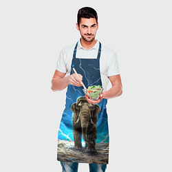 Фартук кулинарный Мамонт и разряды молний, цвет: 3D-принт — фото 2