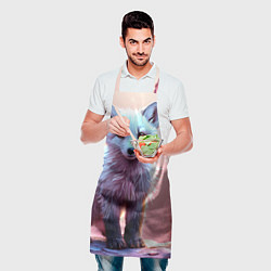 Фартук кулинарный Песец в розовом лесу, цвет: 3D-принт — фото 2