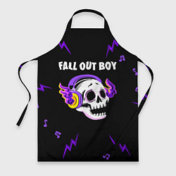 Фартук кулинарный Fall Out Boy неоновый череп, цвет: 3D-принт