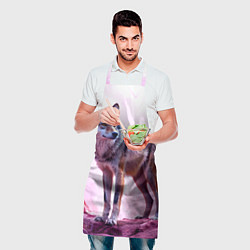 Фартук кулинарный Волк в розовом, цвет: 3D-принт — фото 2