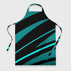 Фартук Чёрный с голубым полосы текстура