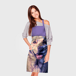 Фартук кулинарный Лабрадор на фиолетовом фоне, цвет: 3D-принт — фото 2
