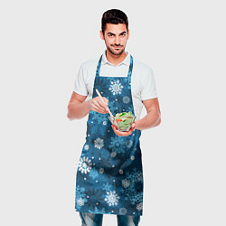 Фартук кулинарный Снежинки белые и голубые, цвет: 3D-принт — фото 2
