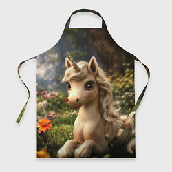 Фартук кулинарный Единорожка кофейного цвета, цвет: 3D-принт