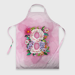 Фартук кулинарный Восемь в цветах - 8 марта, цвет: 3D-принт