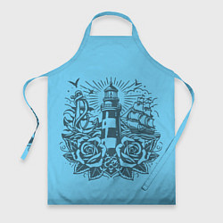 Фартук Маяк с розами и кораблем