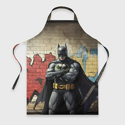 Фартук кулинарный Бэтмен на фоне стены, цвет: 3D-принт