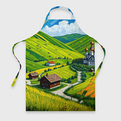 Фартук кулинарный Русская душа и поле, цвет: 3D-принт