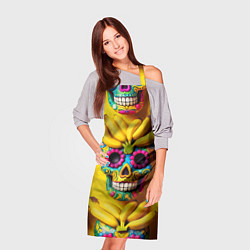 Фартук кулинарный Мексиканские черепа и бананы - паттерн, цвет: 3D-принт — фото 2