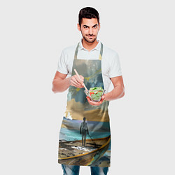 Фартук кулинарный Мальчик и лодка, цвет: 3D-принт — фото 2