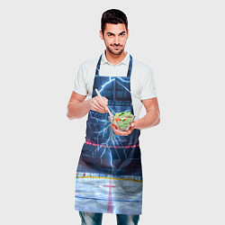 Фартук кулинарный Удар молнии в хоккейную площадку, цвет: 3D-принт — фото 2
