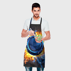 Фартук кулинарный Шайба в синем пламени, цвет: 3D-принт — фото 2