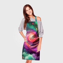 Фартук кулинарный Космическая неоновая фантазия - нейроарт, цвет: 3D-принт — фото 2