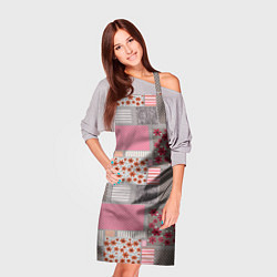 Фартук кулинарный Розово-серые разноцветные лоскуты, цвет: 3D-принт — фото 2