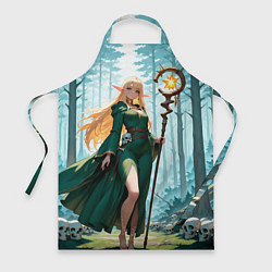 Фартук кулинарный Эльфийская ведьма в лесу среди черепов, цвет: 3D-принт