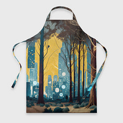 Фартук кулинарный Дома и цифровой лес, цвет: 3D-принт