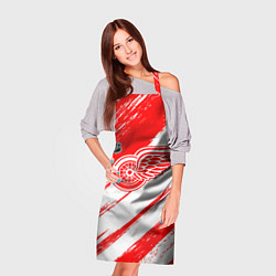 Фартук кулинарный Детройт Ред Уингз - брызги красок, цвет: 3D-принт — фото 2