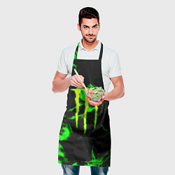 Фартук кулинарный Monster energy кислотное лого огонь, цвет: 3D-принт — фото 2