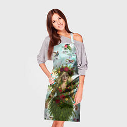 Фартук кулинарный Леди Гага в платье из листьев и цветов, цвет: 3D-принт — фото 2