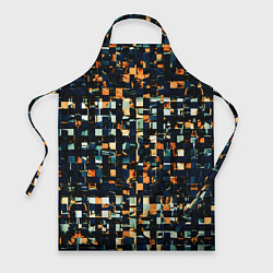 Фартук кулинарный Тёмный синий с оранжевым кубики абстракция, цвет: 3D-принт