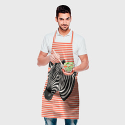 Фартук кулинарный Зебра на оранжевых полосах, цвет: 3D-принт — фото 2