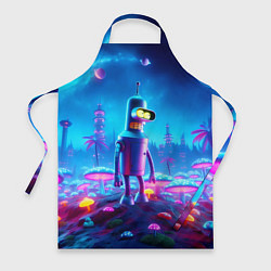 Фартук кулинарный Бендер на сказочной неоновой грибной планете - ней, цвет: 3D-принт