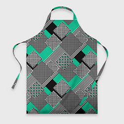 Фартук Черно бирюзовая абстрактная геометрия пэчворк