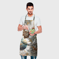 Фартук кулинарный Мрамор с цветами и леопардовый узор, цвет: 3D-принт — фото 2