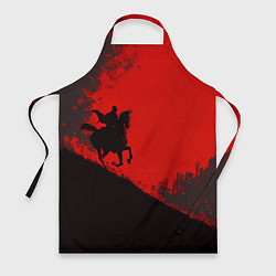 Фартук кулинарный Лошадь скачет на красном фоне, цвет: 3D-принт