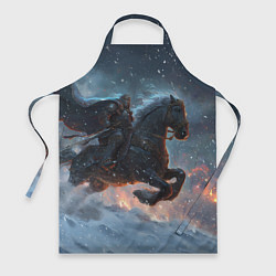 Фартук кулинарный Всадник на лошади в снежную бурю, цвет: 3D-принт
