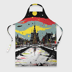 Фартук кулинарный Праздничная новогодняя Москва, цвет: 3D-принт