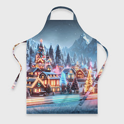 Фартук кулинарный Городок в новогодних огоньках, цвет: 3D-принт