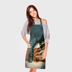 Фартук кулинарный Сказочный Новогодний городок, цвет: 3D-принт — фото 2