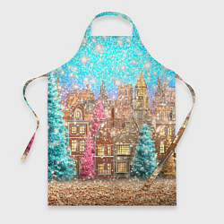 Фартук кулинарный Новогодний город в блестках, цвет: 3D-принт